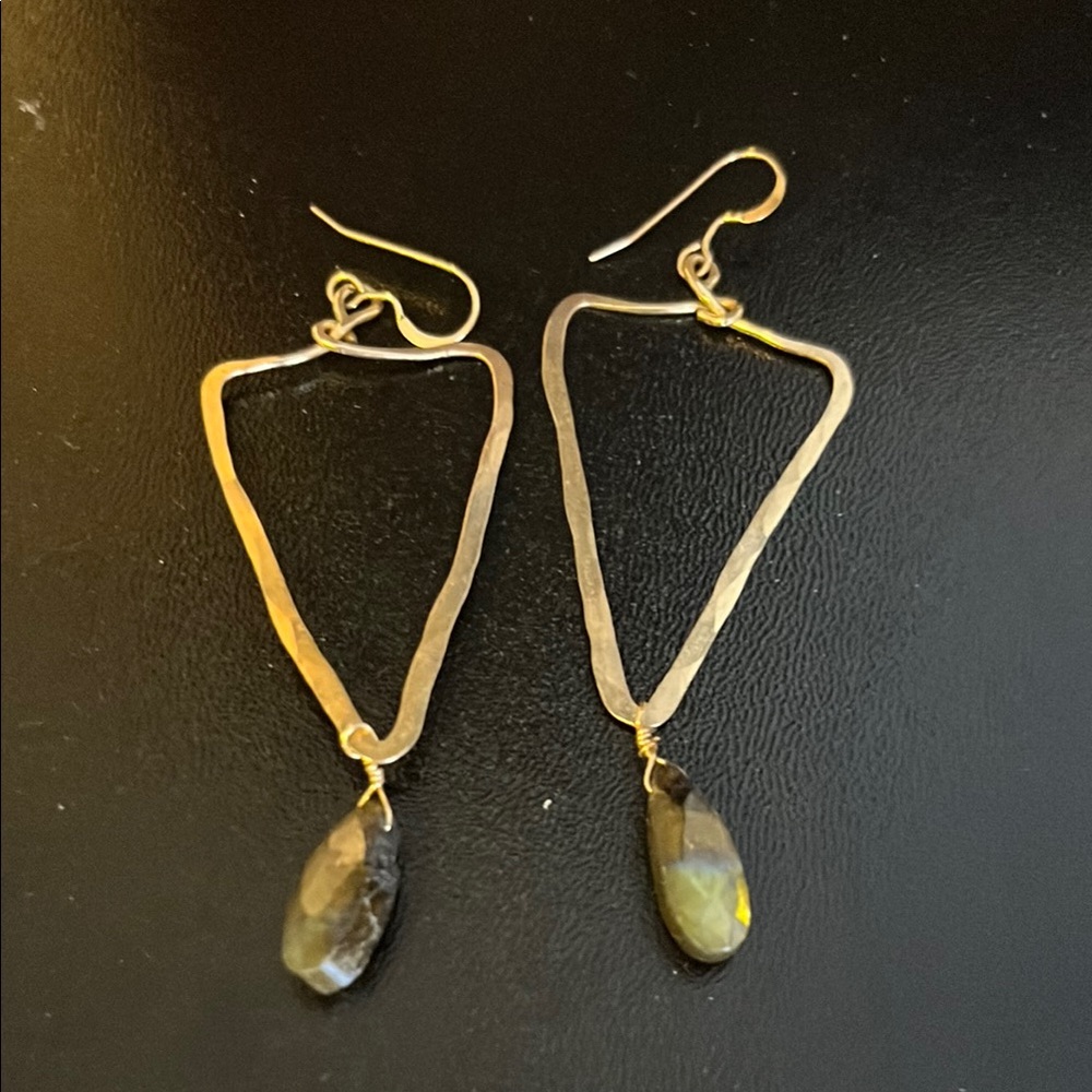 Elegant Gold Drop Earrings with genuine stone